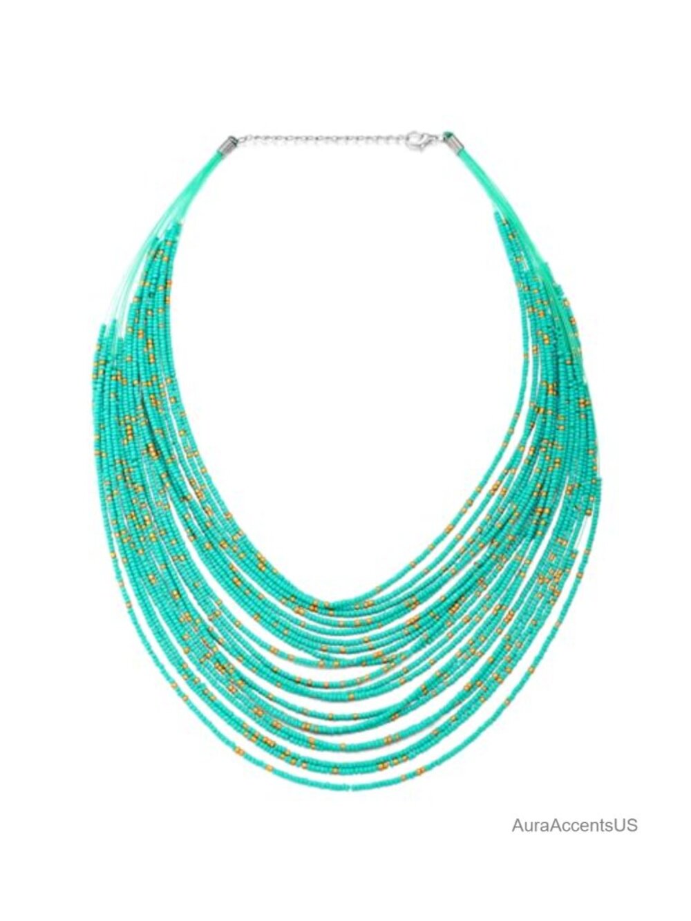 COOLSTEELANDBEYOND Multi-Strand Beads Statement Necklace Waterfall Party